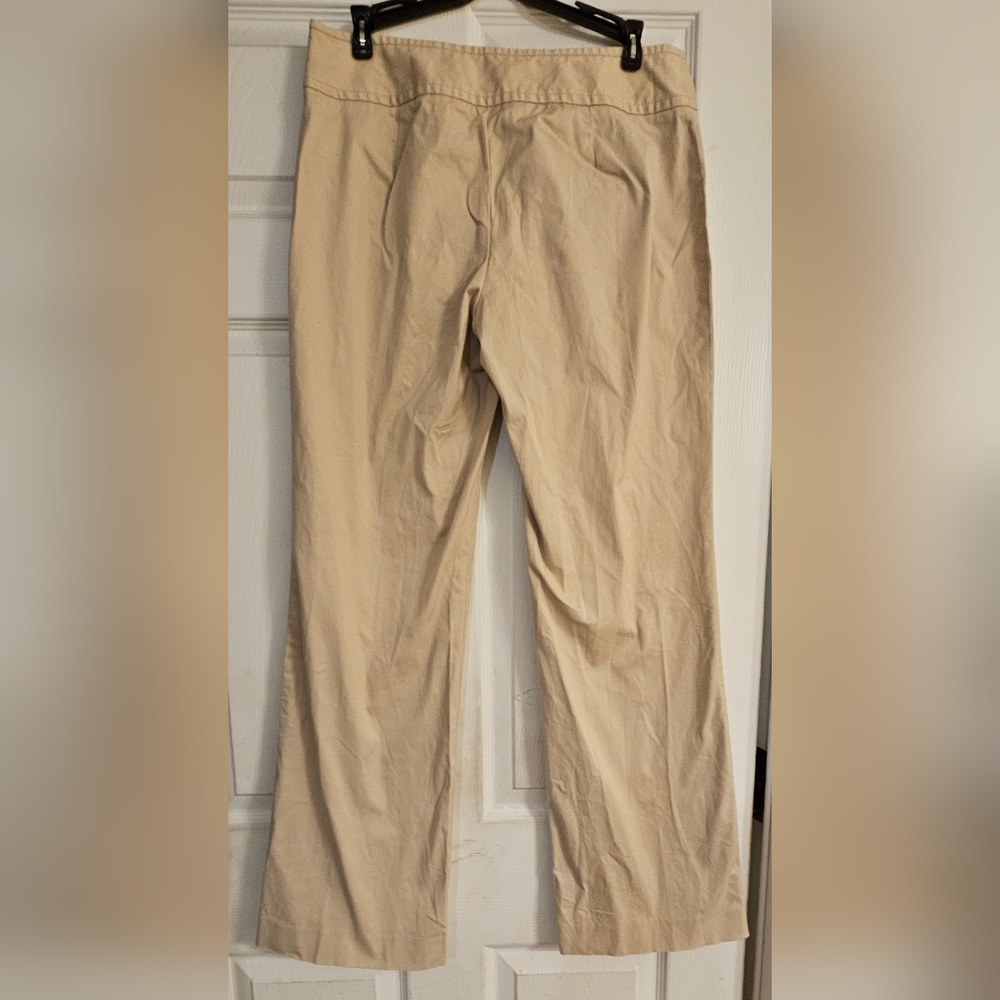 J. CREW Stretch Women's Wide Leg Pants SIZE 8 Light Khaki Pre-Owned - Picture 3 of 4